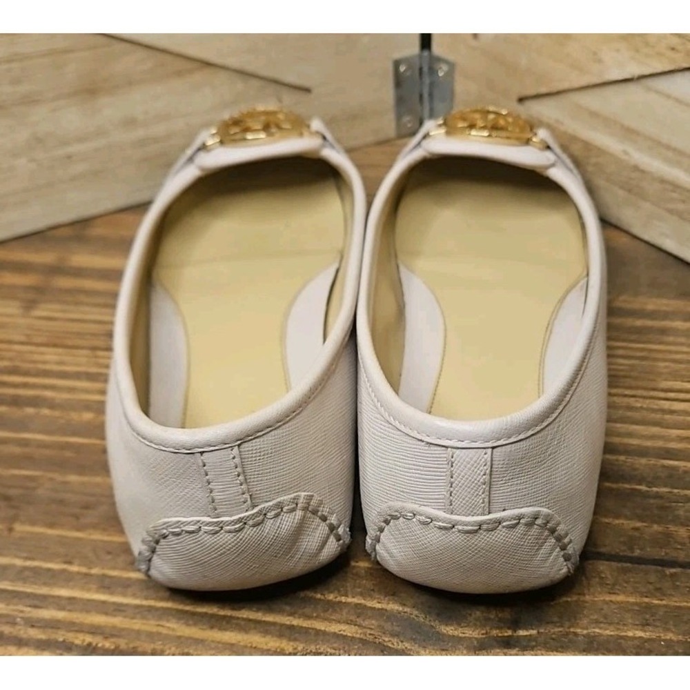 Michael Kors Sz 7.5 Blush Leather Fulton Moccasin Ballet Flats Gold MK Logo #437 - Picture 3 of 8